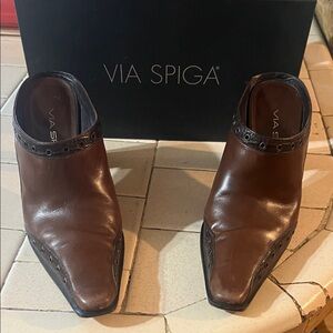 Via Spiga Men's Tan Leather Loafers
